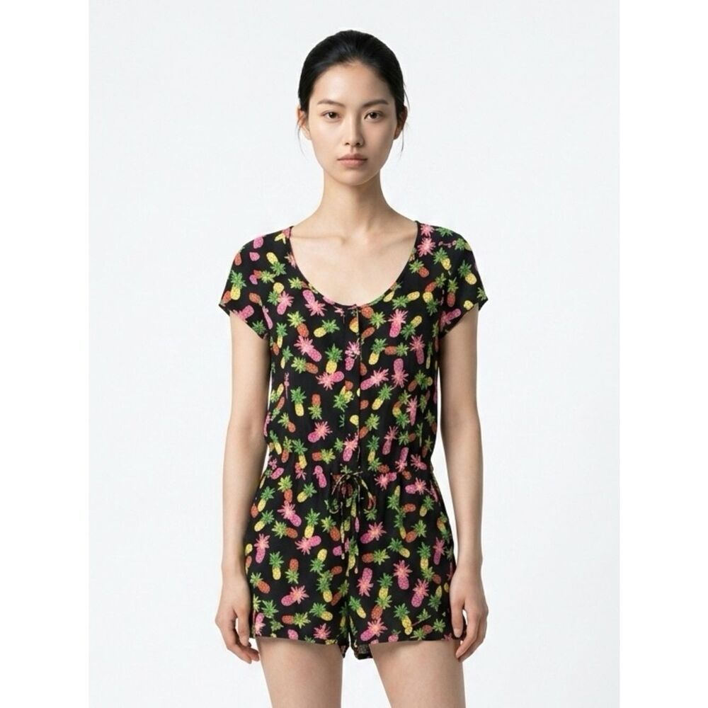 NANETTE LEPORE L’AMOUR | Pineapple Print Black Romper Women’s Size Medium